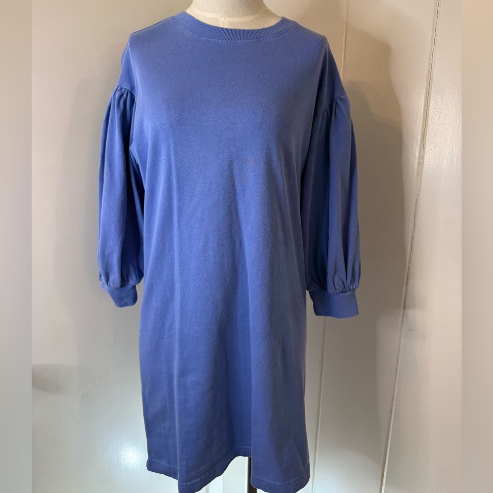 Forever 21 Periwinkle Puff Sleeve Sweatshirt Dress Sz S NWT